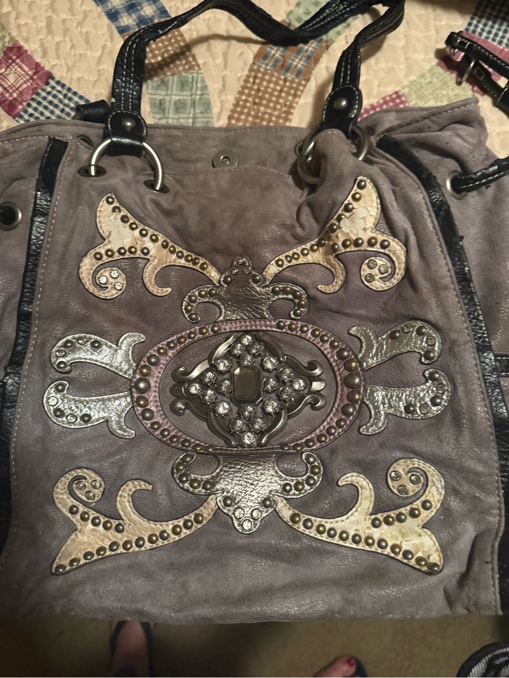 Kathy Van Zeeland Gold Lined Handbag Interior
